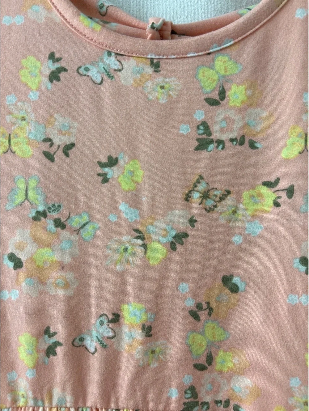 Limited Too Girls Size 7 Pink Floral Butterfly Tiered Sleeveless Dress